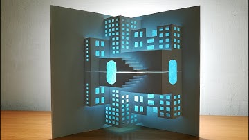 3D Building Reflection｜Pop Up Card｜Paper Art｜Kirigami｜How to make Building Reflection｜3D建築倒影卡片
