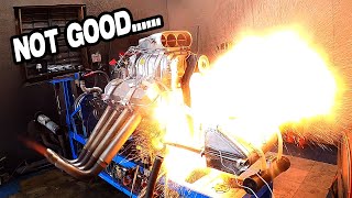 Huge Engine Dyno Explosion with Blown Big Block