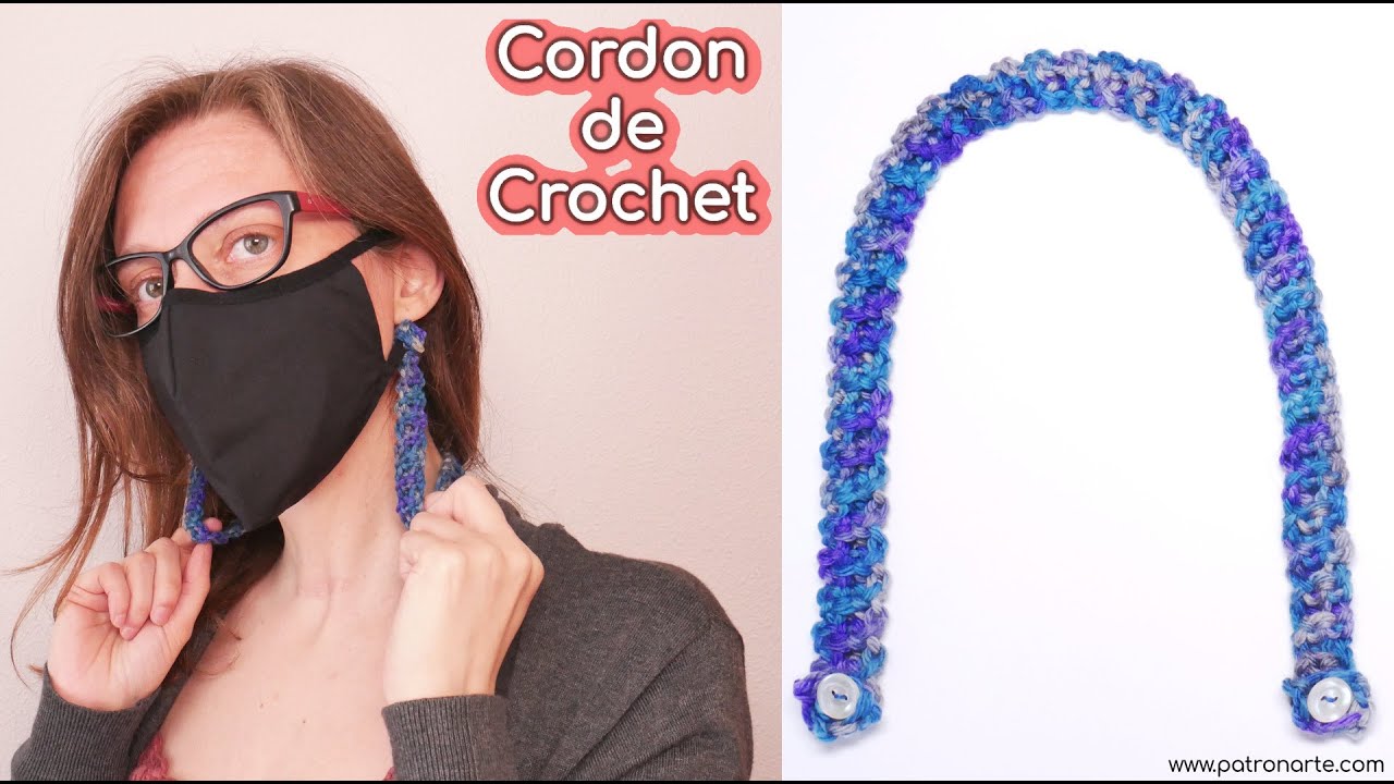 Cordón de Crochet - Ganchillo sujeta mascarillas, bolsas Paso a Paso 