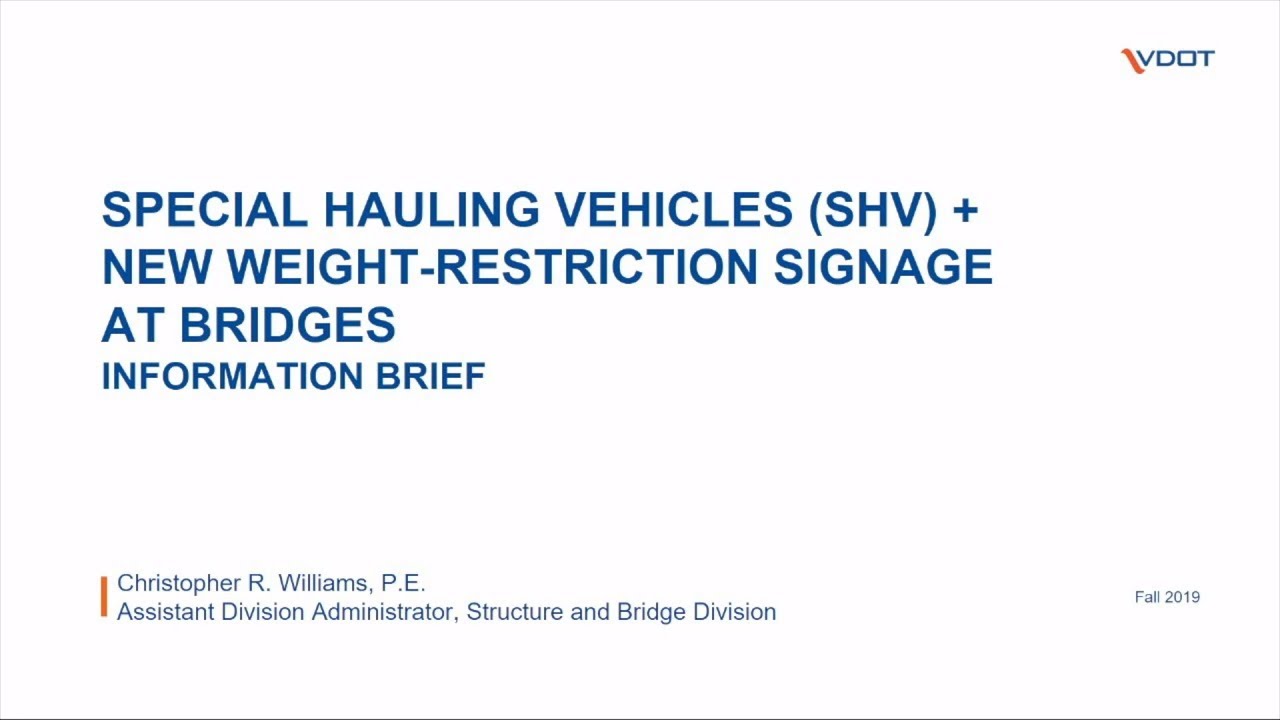 VDOT: New Statewide Bridge Weight-Restriction Signage - November 13 ...