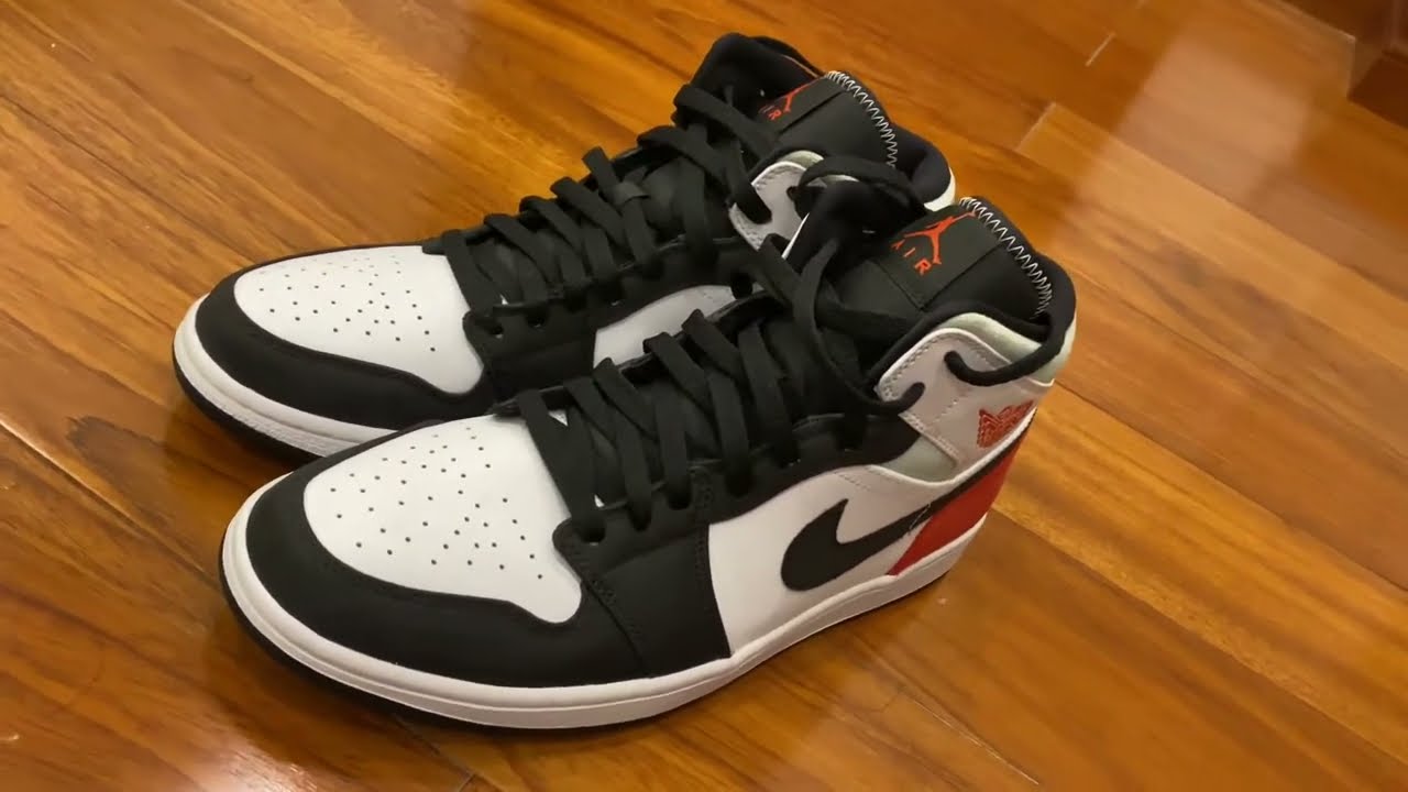Nike Sneakers - Air Jordan 1 Mid SE Union Black Toe “Track Red” (4K 60FPS)  - YouTube