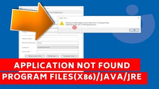 Fix JAVA Application Not Found Control Panel Windows