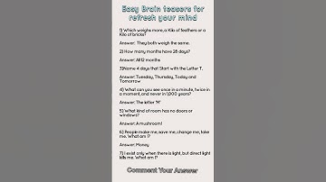 Easy brain Teasers | Funny riddles #riddles #funnyquestions #brainteasers #braintest #englishriddles