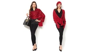 IMAN Global Chic Luxe Sequin Wrap and Soft Knit Wrap