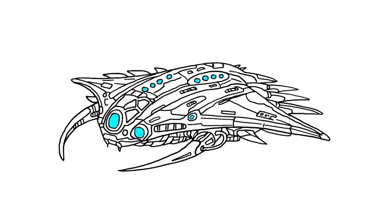Alien ship drawing \ 2 Minute step by step easy Alien Ship drawing ...