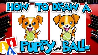 how to draw a puppy with a ball