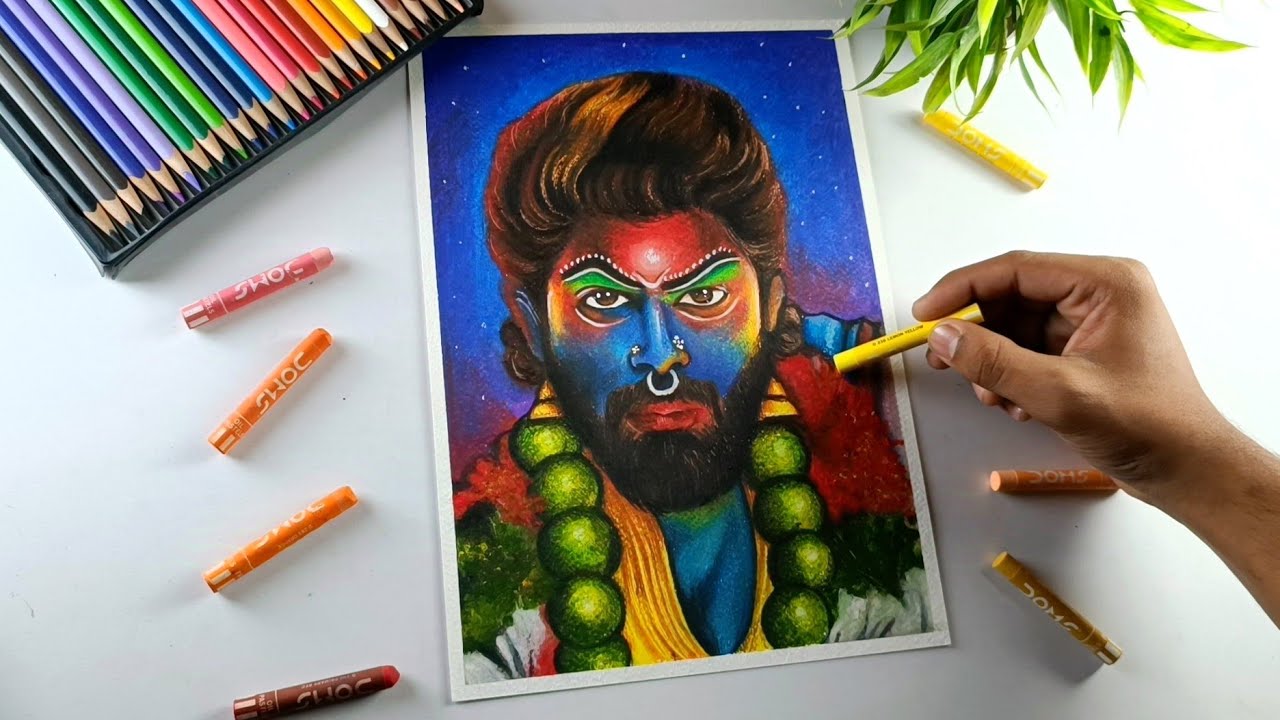 Pushpa 2 Drawing | Oil Pastels (Timelapse Video) 😍