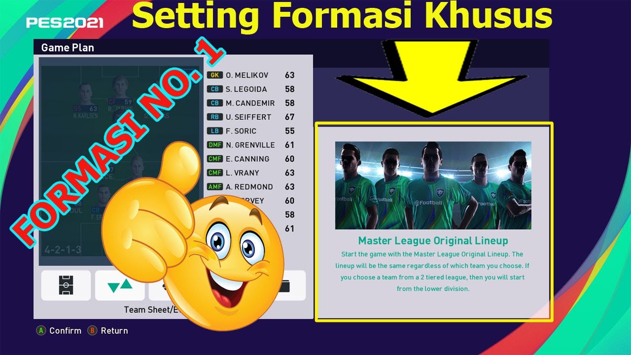 Formasi Terbaik Master League PES 2021 - ML Original Lineup