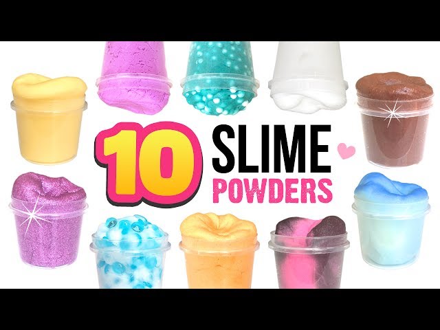 10 DIY Powder Slimes!!! QUICK & EASY Instant Slimes - NO GLUE, NO FACE  MASKS, NO BORAX 