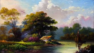 How I Paint Landscape Just By 4 Colors Oil Painting Landscape Step By Step 87 By Yasser Fayad