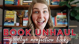 getting rid of my nonfiction books! // unhaul & purging books I dont care to read anymore