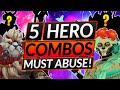 5 BROKEN HERO COMBOS to FARM MMR (Easy Lane Wins!) - Dota 2 Meta Guide 7.34d