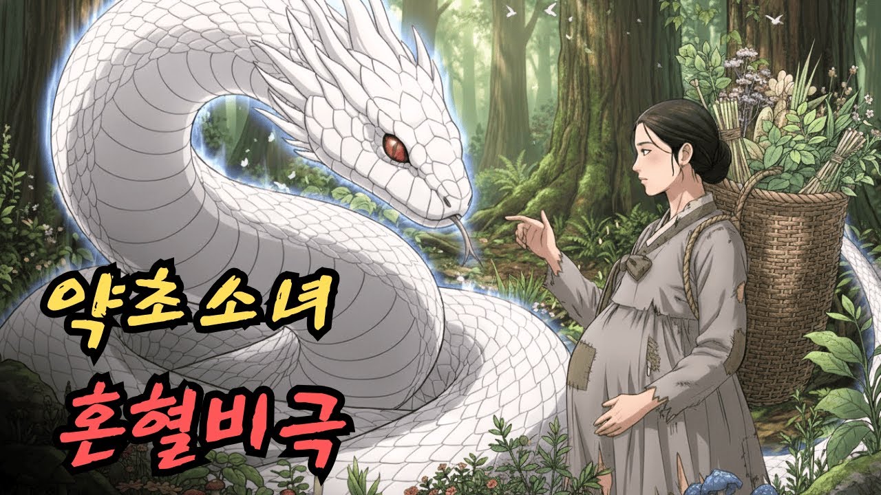 약초를 캐러 간 소녀가 인간과 뱀의 혼혈 아이를 임신하게 되면서 벌어지는 비극적인 사랑 이야기. | 민담 | 전설 | 설화 | 옛날이야기