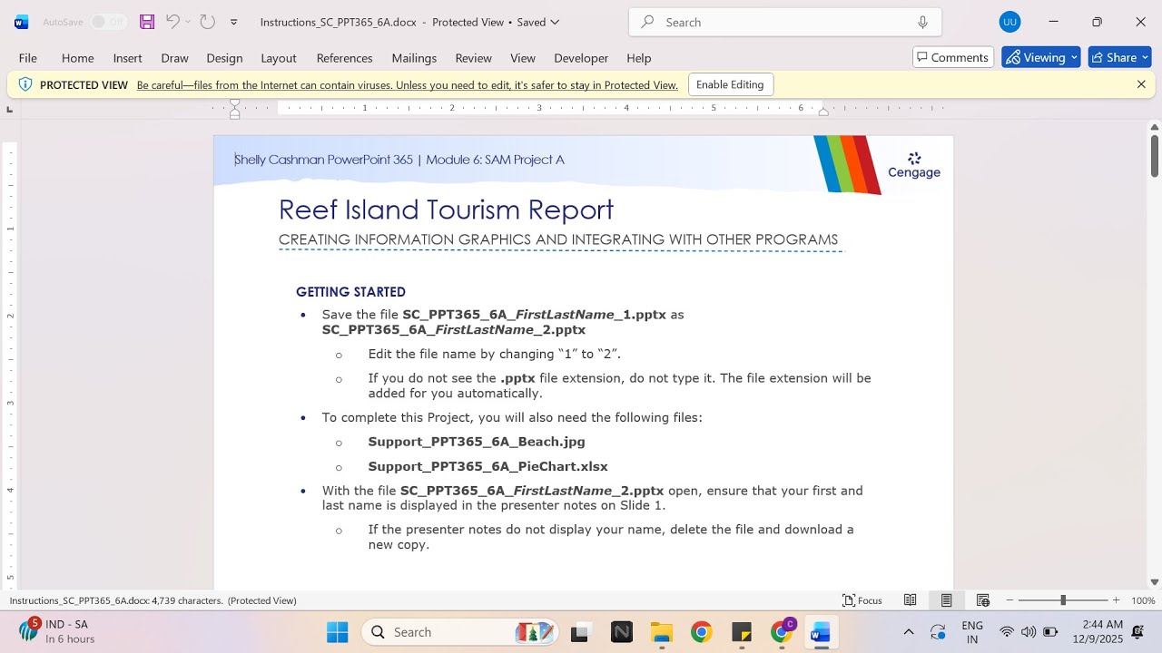 Shelly Cashman PowerPoint 365 | Module 6: SAM Project A Reef Island Tourism Report