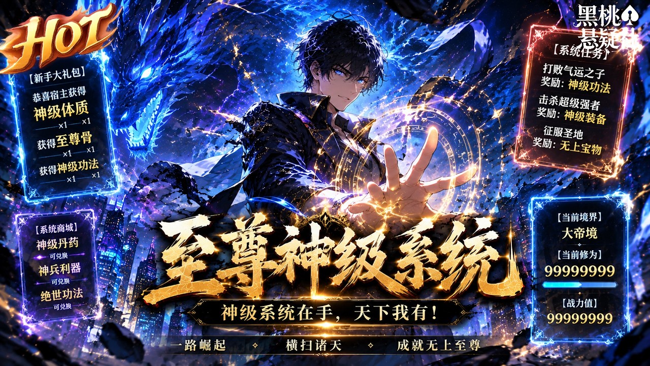 The hottest collection! "Supreme God-Level System": The youthful desperate realm activates the Supreme God-level System. Completing tasks grants supreme martial arts artifacts and breakthroughs to sweep through the heavens! #热血 #動漫 #爽文 #玄幻 #男频 #黑桃悬疑社