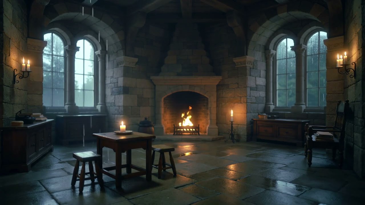 Medieval Fireplace Ambience – Relaxing Music & Crackling Fire | Calmverse.