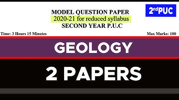 GEOLOGY 2nd P.U.C MODEL QUESTION PAPER 2020 - 21 Reduced Syllabus #EasyLearn_Questions_Paper_2021