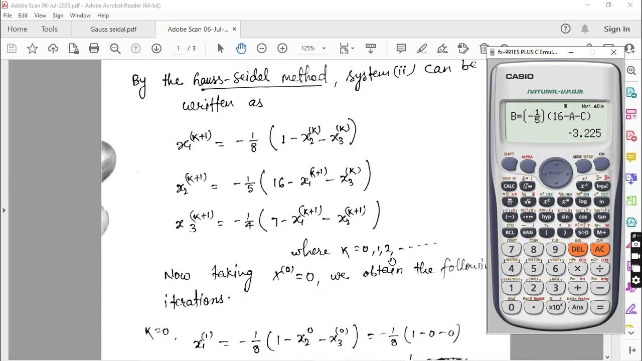 Solve gauss seidel method using calculator fx 991es plus youtube