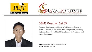 DBMS Question Set 05 | 1st Year | Semester 01 | Data Base Management System I | Java Institute