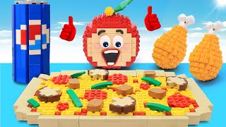 (1 Hour) Lego Square Pizza, But x100...with Fast Food Party || Stop Motion & Lego Cooking ASMR