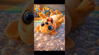 Happiness is THIS Simple! 🐶🐱 Puppy & Kitten’s Bubble Wrap Party! ✨ #cartoon #cute #funny#shorts