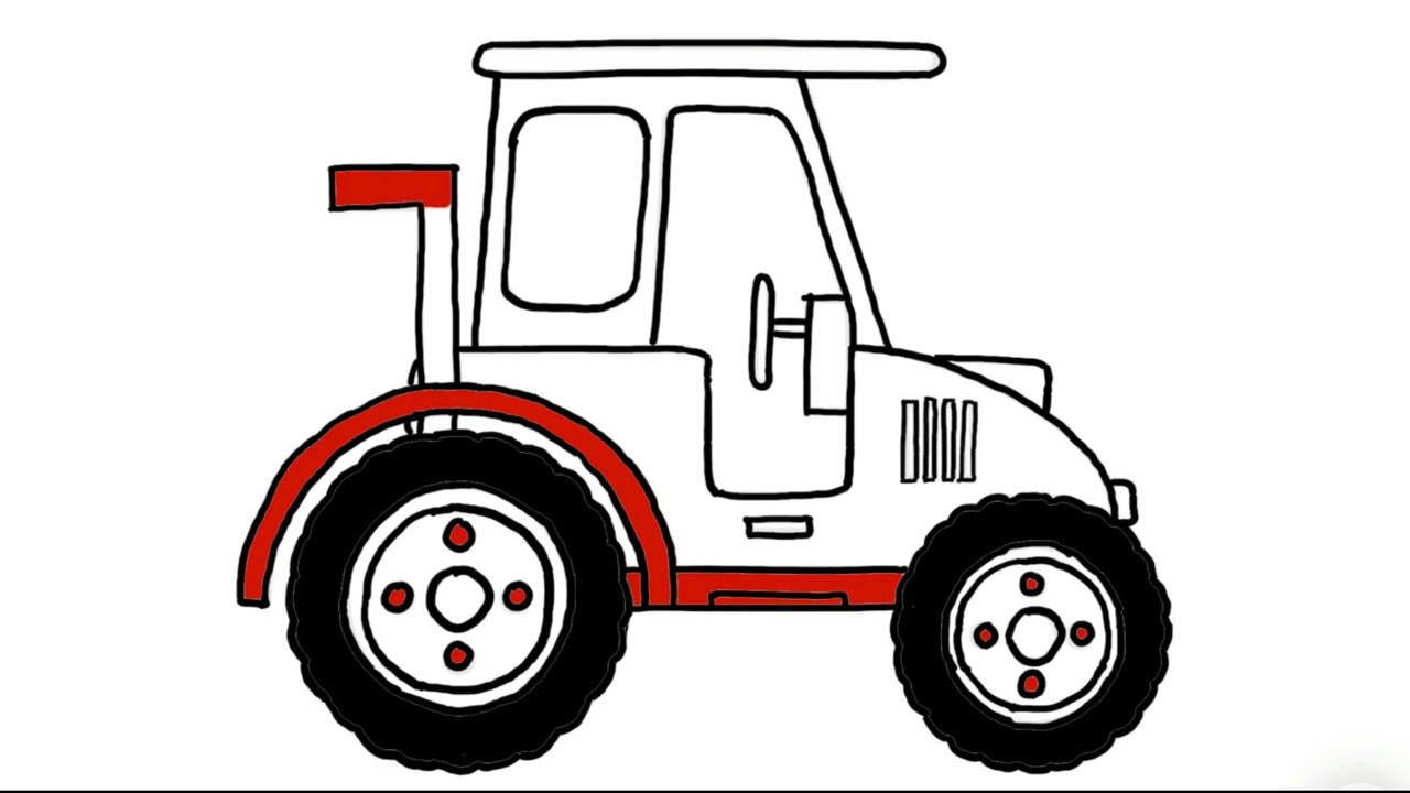 How to draw Tractor for kids and toddlers.Drawing ,colouring,Painting ...