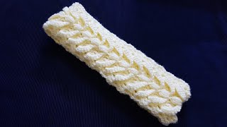 #الشكل السادس ربطة للشعر / بندانة / سورتيت بالكروشية بشكل3D بارز سهل ومبسط  Crochet  headband