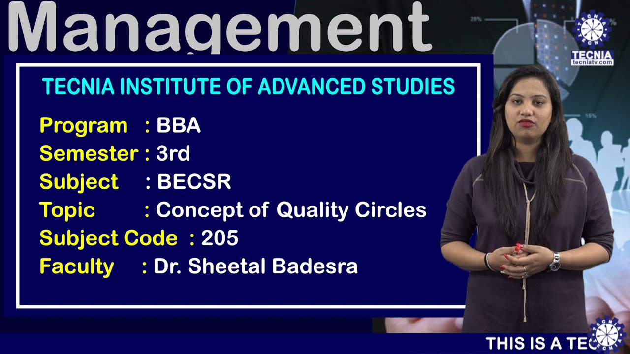 Concepts of quality circles || BECSR ||  Dr.Sheetal || BBA || TIAS || TECNIA TV