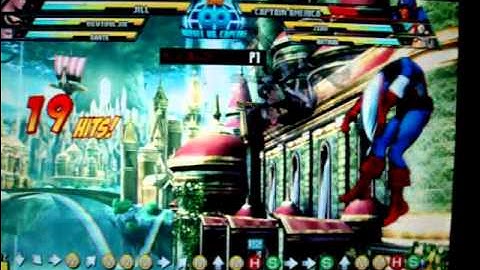 MvC3 : Jill 600k combo into DHC trick setup using V. Joe & Dante assists