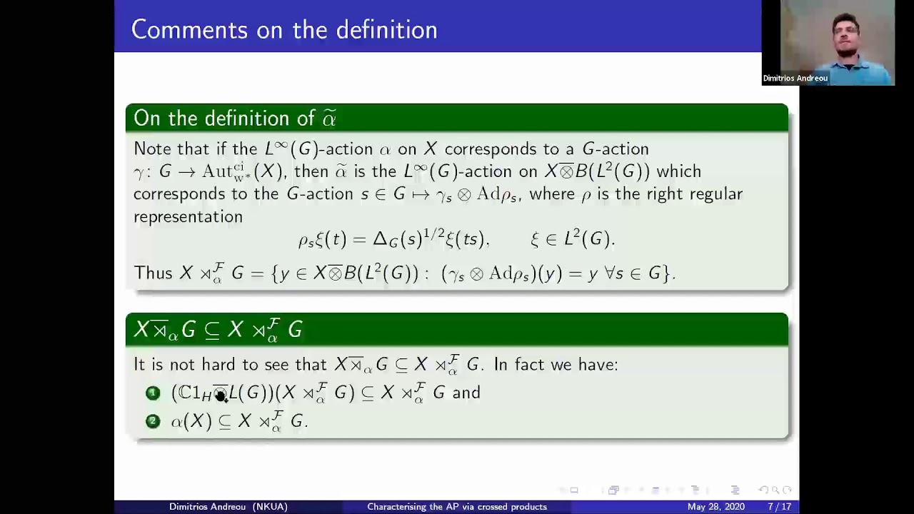 Characterizing The Approximation Property Of Haagerup Kraus Via Crossed Products Of Dual Operator Youtube