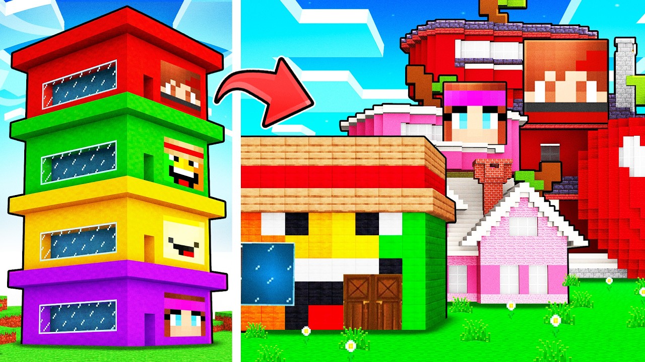 J'ai FUSIONNÉ les MAISONS des YOUTUBERS sur Minecraft !