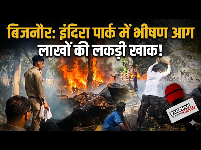 बिजनौर के इंदिरा पार्क में भीषण आग, लाखों रुपये की लकड़ी जलकर राख ||