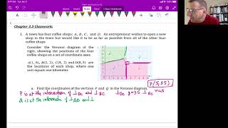 Math Apps HL Unit 8 Video 4: Voronoi Diagrams classwork problem 1 (Chapter 3.3) Guide