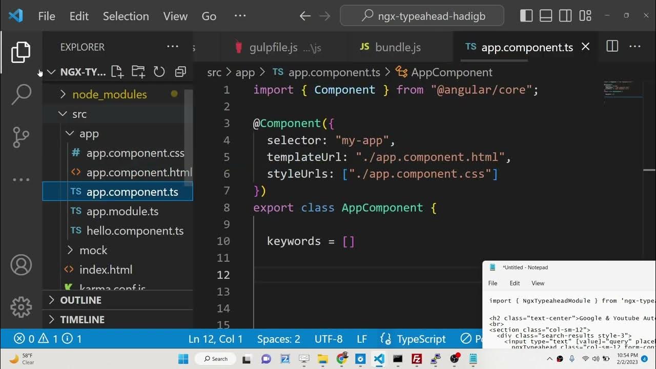 Angular 14 ngx typeahead example to fetch google youtube autocomplete