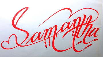 Samantha Name Signature Calligraphy Status | How to Cursive write with cut Marker #samantha