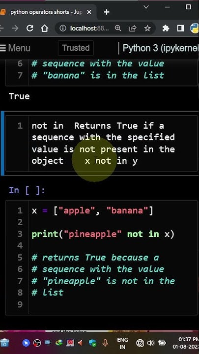 membership operator IN NOT python english #python #shorts - YouTube