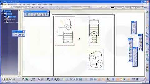 3.4 Gelenk 1 - Catia v5 Drafting Training - Projection view - Advanced front view - Isometric view