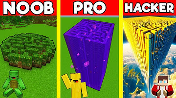 TALLEST MAZE Build Battle In Minecraft - NOOB VS PRO CHALLENGE - Maizen Mizen Mazien Parody