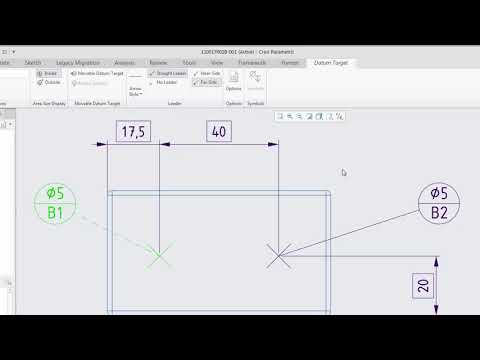 Dashed Leader Line for Datum Targets in Detailed Drawings