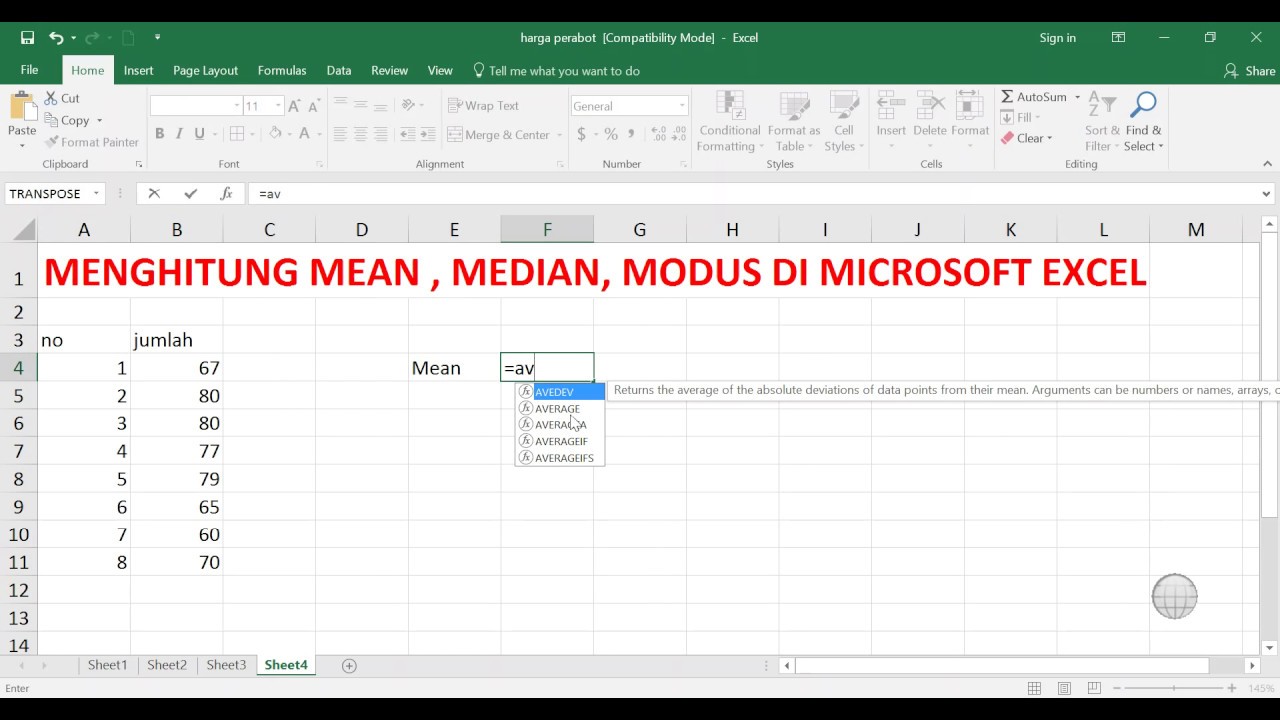 Rumus Menghitung Mean Median Dan Modus Matematika Dasar