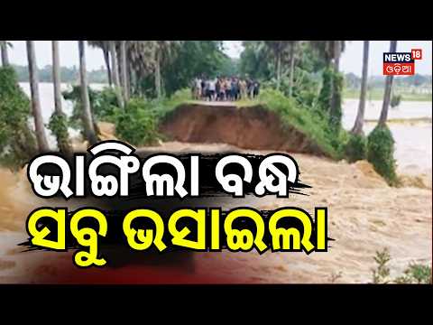 Jajpur Bari Flood Alert: Brahmani River Embankment Breached | ଯାଜପୁର ବରୀରେ ପୁଣି ଭାଙ୍ଗିଲା ବନ୍ଧ