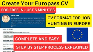 How To Create A Europass CV | Europass CV For Europe | Create Free CV for Europe | Free Online CV