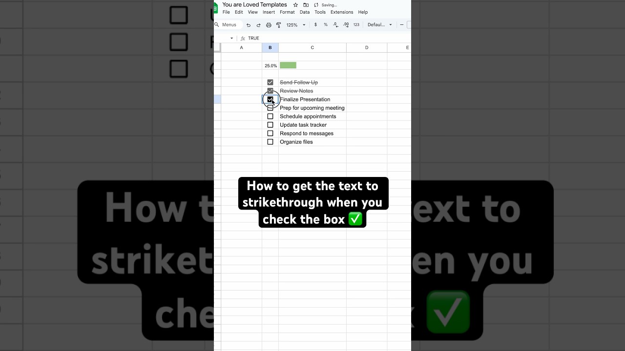 How to get the text to cross out when you check the box ✅ 