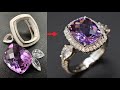 How to make a fancy amethyst silver ring for ladies  custom made amethyst ring