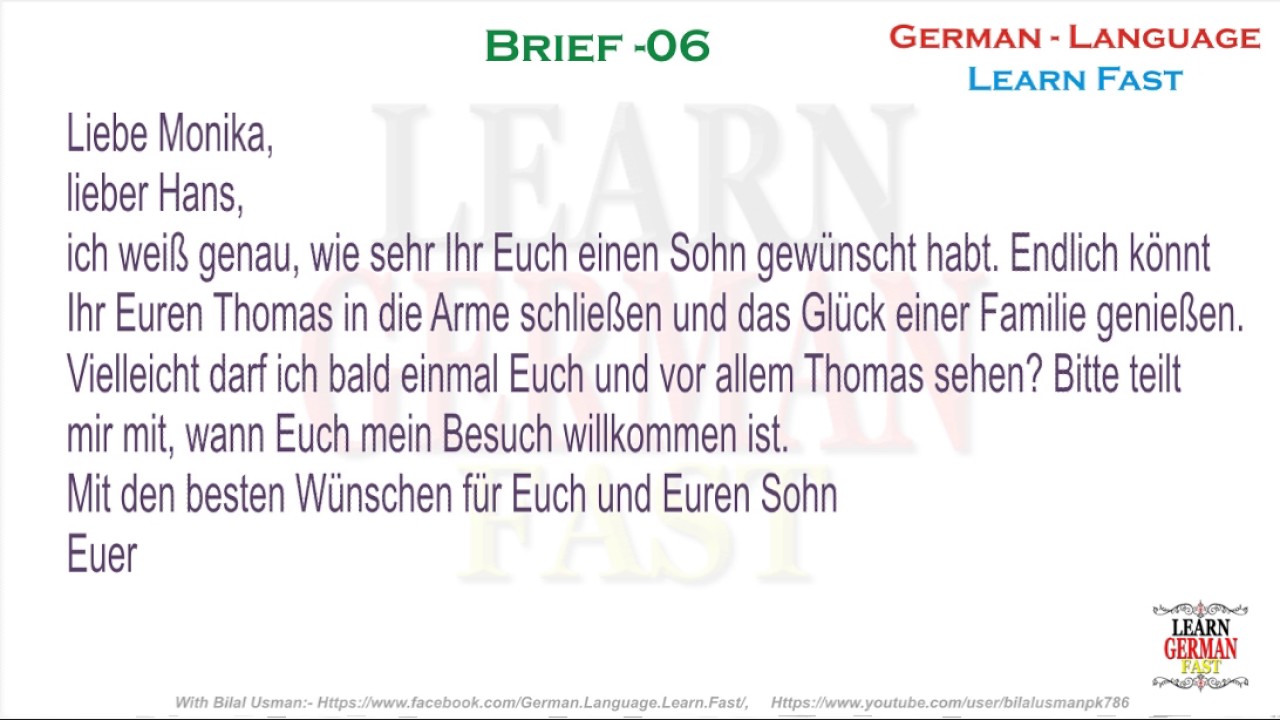 German Brief 06 - A1, A2, B1, B2, C1, C2 - YouTube