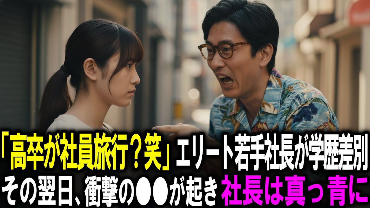 「低学歴の高卒が社員旅行？笑」2代目エリート若手社長が学歴差別。その翌日、衝撃の●●が起き社長は真っ青に #スカッと #感動 #ドラマ