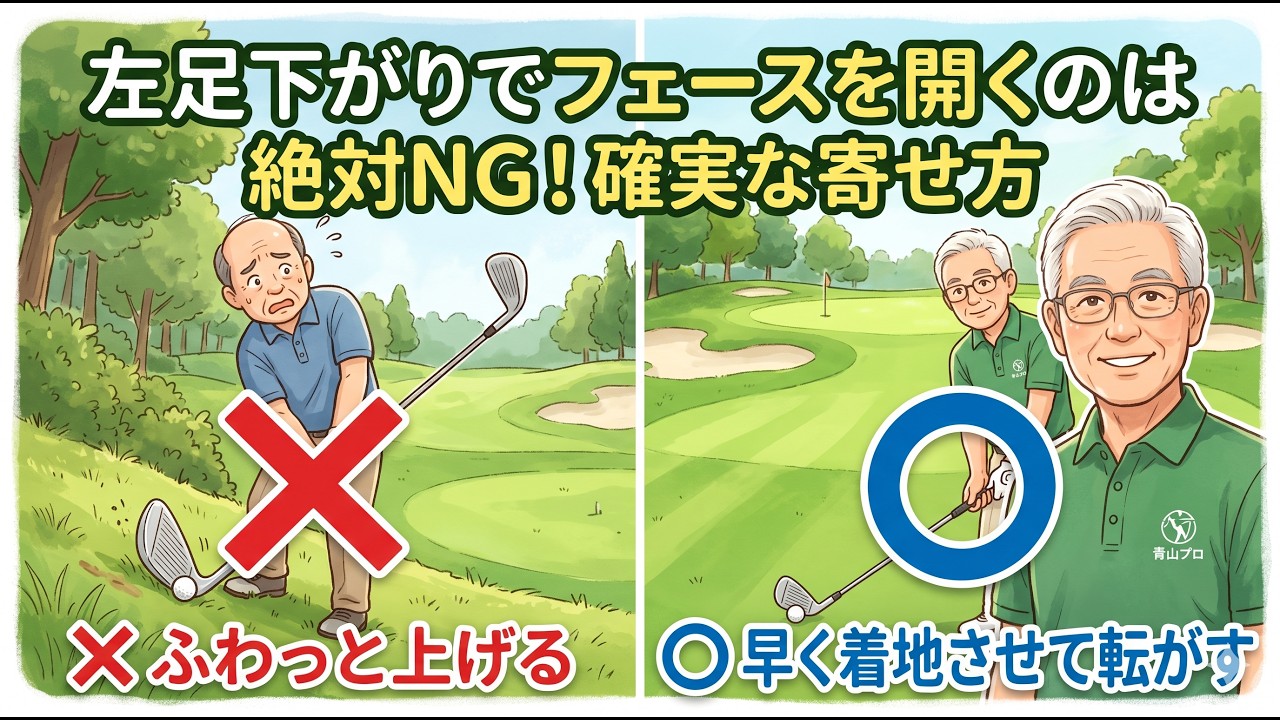 【プロ直伝。裏切らないコツ 】 アプローチ：これがやりたかった　「左足下がり」