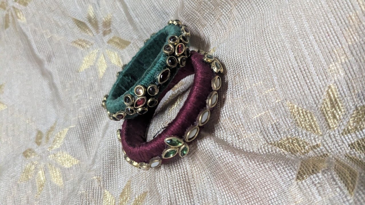 Upcycle old bangle with normal embroidery thread / simple and easy craft 