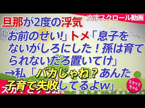 スカッとする話 旦那が2度の浮気「お前のせい！」トメ「息子ないがしろにした！孫はあなたには育てられない置いてけ」→私「バカじゃね？こんなダメ男育てておいてwあんた子育て失敗してるよw」 スカッとちゃん