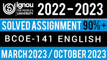 BCOE-141 SOLVED ASSIGNMENT 2022-23 I BCOE-141 SOLVED ASSIGNMENT 2022-23 IN ENGLISH | BCOE-141